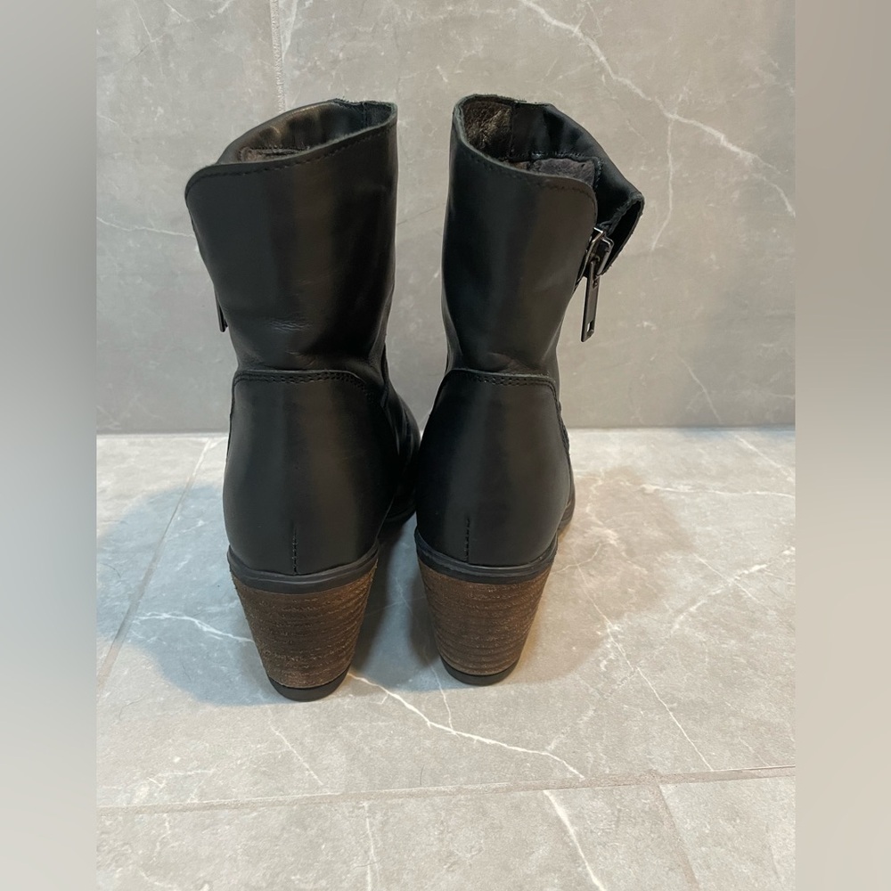 Biza Black Leather Moto Ankle Boots Size 40 EU - Picture 4 of 11
